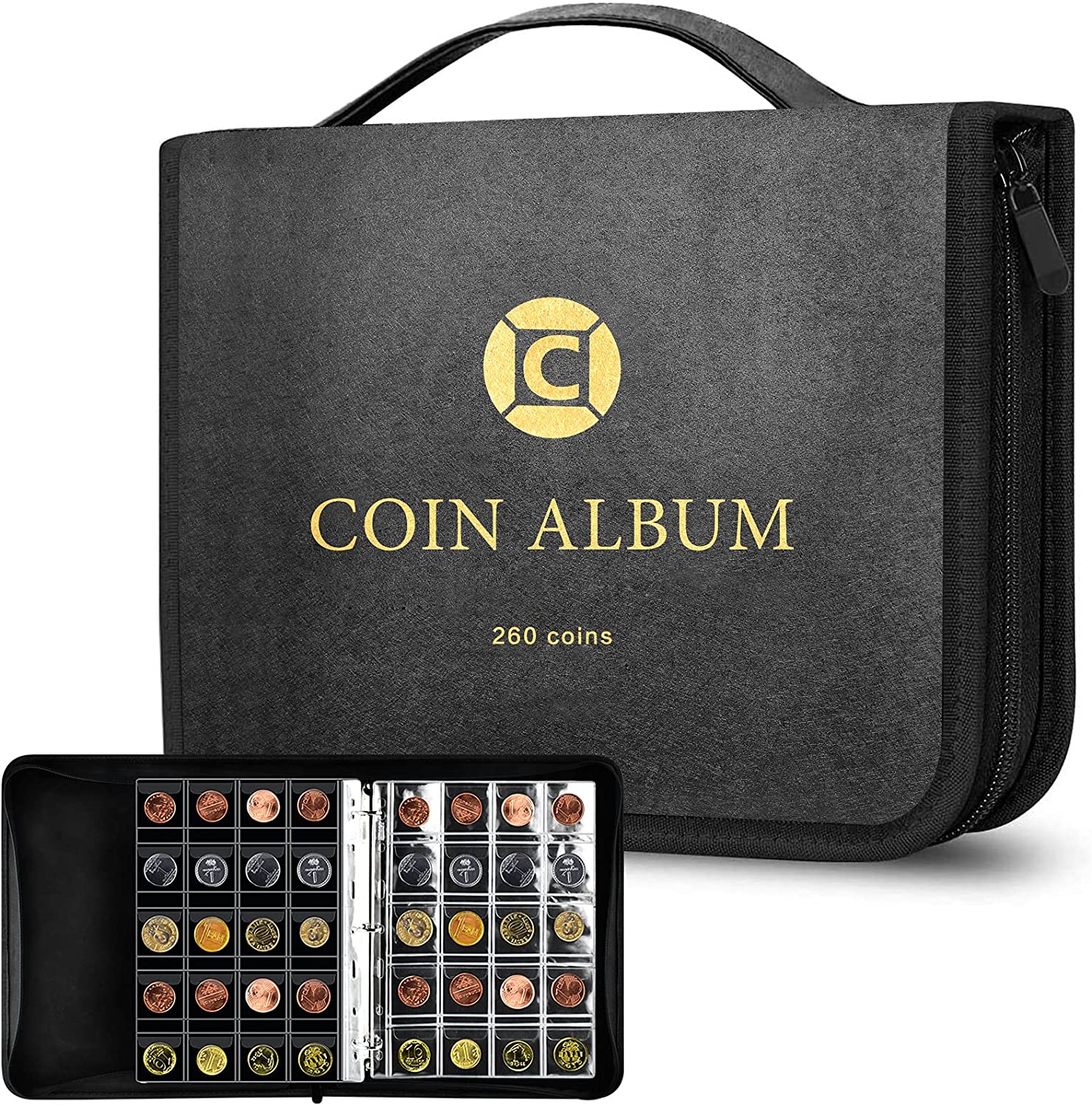 GWCASE Zipper & Carry Handle Coin Collection Holder Album